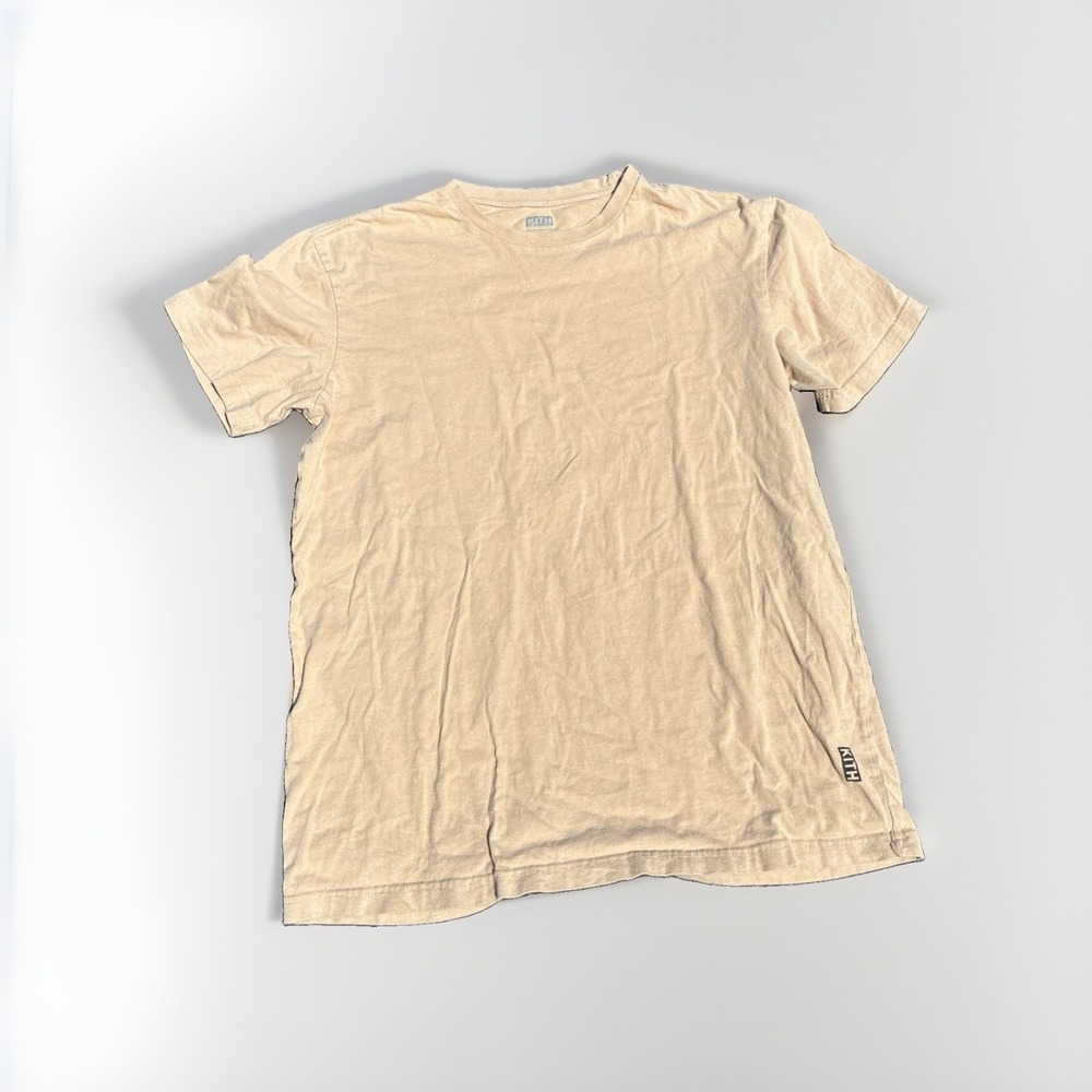 Kith Shirt Mens Small Khaki Beige Crewneck Short Sleeve 100% Cotton T Shirt